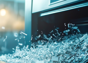 paper flying out of a shredder