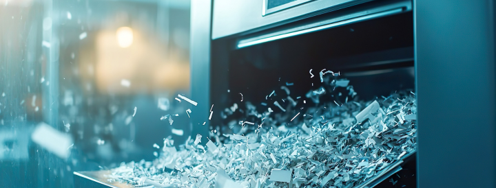 paper flying out of a shredder