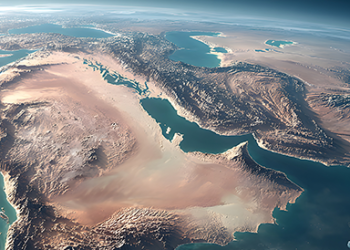 Looking down from satellite middle east