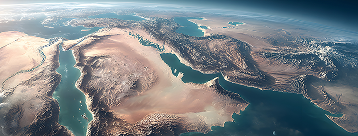 Looking down from satellite middle east